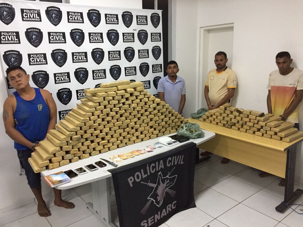 Polícia Civil prende 04 acusados com 300 kg de entorpecentes na Raposa, avaliados em 500 mil reais