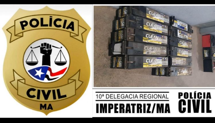 Polícia Civil apreende 21 baterias que foram furtadas de torres de telefonia em Imperatriz e na região Tocantina.