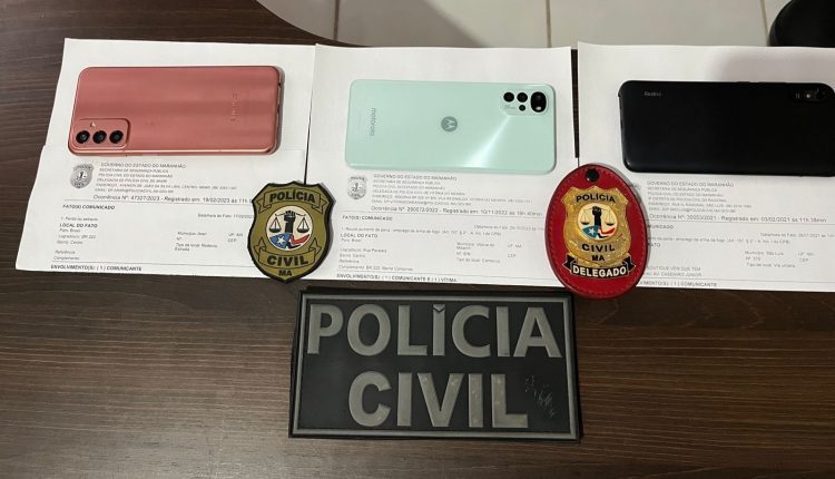 EM VITÓRIA DO MEARIM, APARELHOS CELULARES FRUTOS DE ROUBO/FURTO SÃO RECUPERADOS PELA POLÍCIA CIVIL