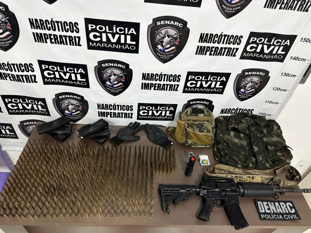 POLÍCIA CIVIL APREENDE FUZIL CALIBRE 5.56, MUNIÇÕES E CARREGADORES EM ITINGA DO MARANHÃO