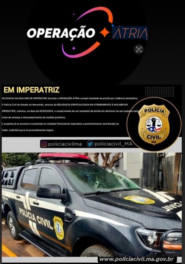 EM IMPERATRIZ, POLÍCIA CIVIL PRENDE SUSPEITO POR VIOLÊNCIA DOMÉSTICA