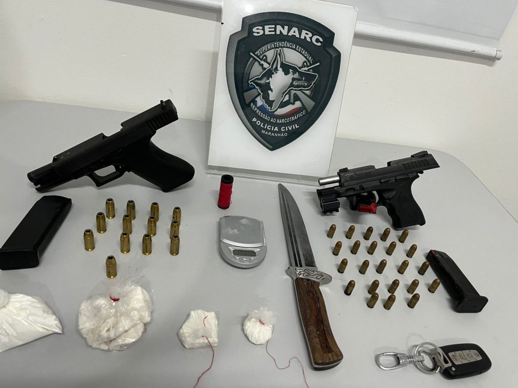 POLÍCIA CIVIL PRENDE DOIS HOMENS PORTANDO COCAÍNA E ARMAS DE FOGO, EM SÃO LUÍS