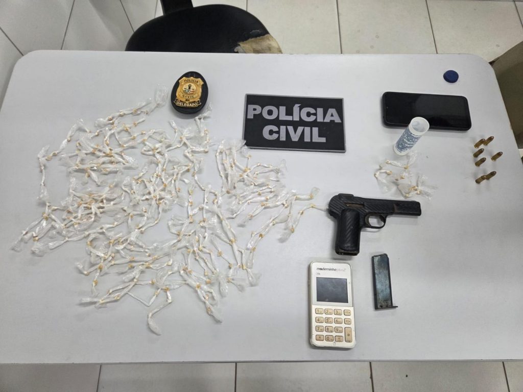 POLÍCIA CIVIL PRENDE FORAGIDO COM DROGA E PISTOLA NA CIDADE DE TIMON
