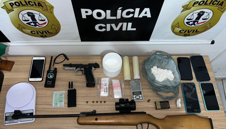 OPERAÇÃO ESCUDO REGIONAL: POLÍCIA CIVIL PRENDE TRÊS PESSOAS POR TRÁFICO DE DROGAS E POSSE IRREGULAR DE ARMA DE FOGO NO INTERIOR DO MARANHÃO